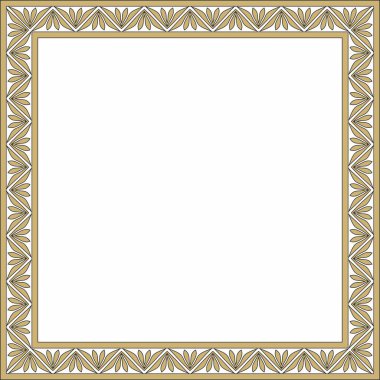 Vektör altın ve siyah kare klasik Bizans süsü. Dikdörtgen, sınır, Antik Yunan, Doğu Roma İmparatorluğu çerçevesi. Rus Ortodoks Kilisesi Dekorasyonu