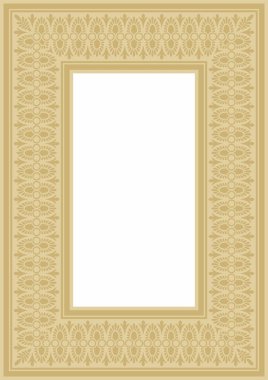 Klasik Yunan altın kare süsü. Vektör deseni, antik Yunan dikdörtgeni. Avrupa sınırı