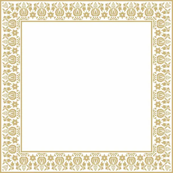 Vektör kare altın antik Rus süsü. Slav dikdörtgeni, sınır, çerçeve. Kraliyet odalarının resimleri.