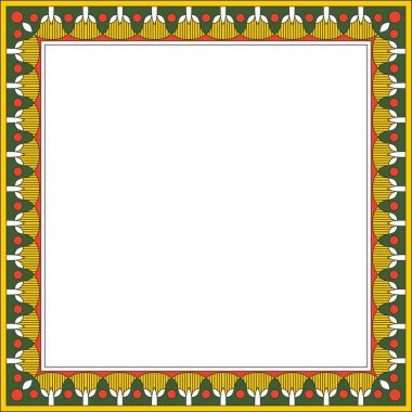 Vektör renkli kare Mısır süsü. Dikdörtgen, çerçeve, eski Mısır. Nilüfer çiçekleri ve su deseni.