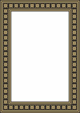 Vektör altın ve siyah kare klasik Bizans süsü. Dikdörtgen, sınır, Antik Yunan, Doğu Roma İmparatorluğu çerçevesi. Rus Ortodoks Kilisesi Dekorasyonu