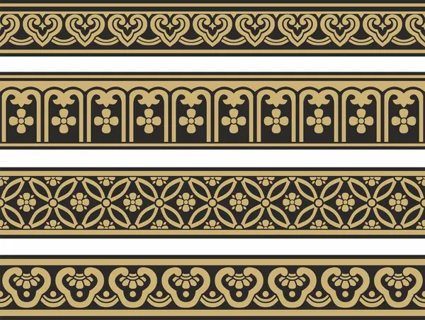 Vektör altın ve pürüzsüz Çin sınırları. Doğulu insanların bitmeyen süslemeleri, Kore, Tayvan, Çin, Hong Kong, Endonesi