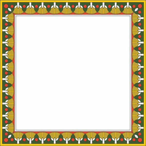 Vektör renkli kare Mısır süsü. Dikdörtgen, çerçeve, eski Mısır. Nilüfer çiçekleri ve su deseni.