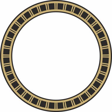 Siyah yuvarlak Mısır aksesuarlı taşıyıcı altın. Çember, çerçeve, eski Mısır yüzüğü. Nilüfer çiçekleri ve su deseni.