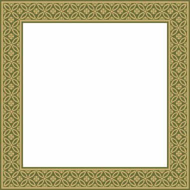 Yeşil Çin dikdörtgenli, çerçeveli bir vektör altın. Doğulu insanların kare süslemeleri, Kore, Tayvan, Çin, Hong Kong, Endonesi