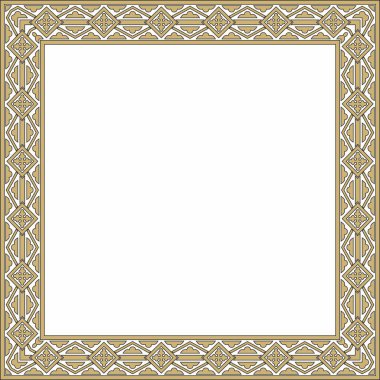 Vektör altın ve siyah kare klasik Rönesans süsü. Dikdörtgen, Avrupa sınırı, canlanma biçimi çerçevesi
