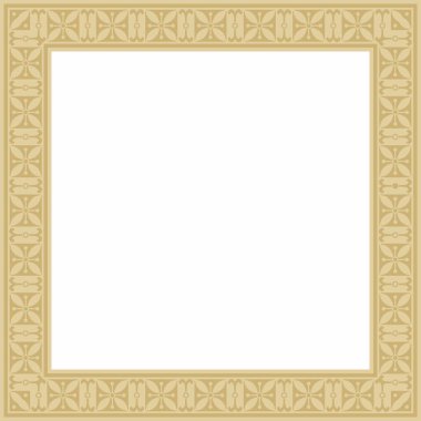 Vektör karesi Avrupa altın süsü. Dikdörtgen desen, çember, Orta Çağ yüzüğü. Diriliş sınırı. Sarayların ve kiliselerin dekorasyonları