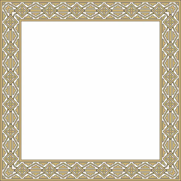 Vektör altın ve siyah kare klasik Rönesans süsü. Dikdörtgen, Avrupa sınırı, canlanma biçimi çerçevesi
