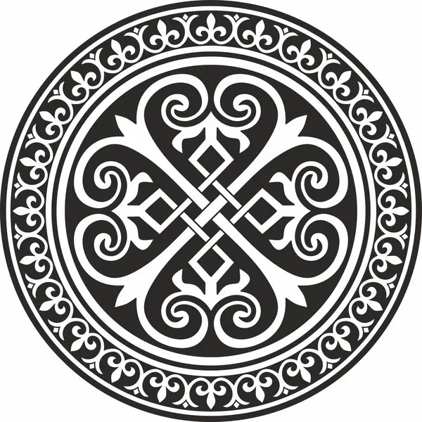 Siyah vektör monokrom şablon yuvarlak klasik Bizans süsü. Çember, halka, sınır, Antik Yunan, Doğu Roma İmparatorluğu çerçevesi. Rus Ortodoks Kilisesi Dekorasyonu