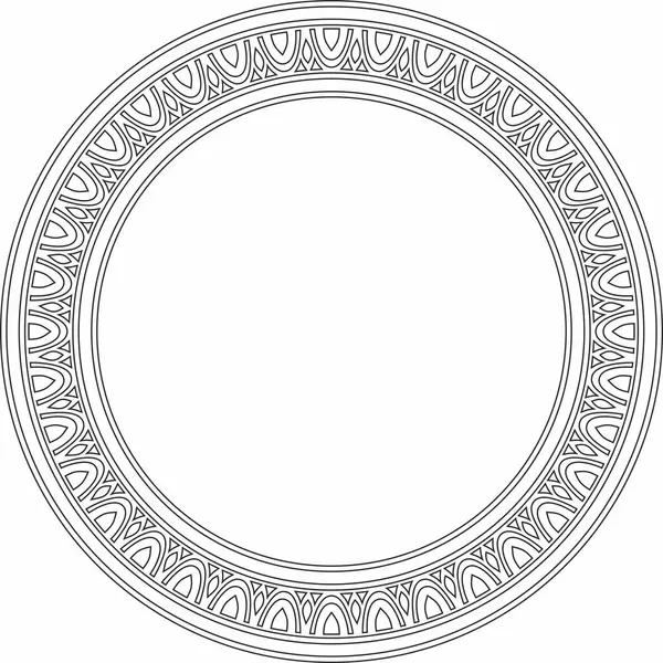 Klasik Yunan siyah taslak yuvarlak süsü. Vektör deseni, Antik Yunan çemberi. Avrupa sınırı - halka
