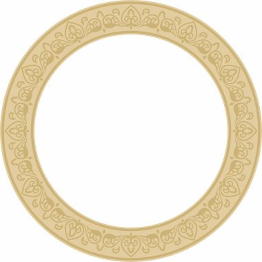 Vector yuvarlak altın antik Rus süsü. Slav sınırı, çerçeve. Çember, halka. Kraliyet odalarının resimleri.