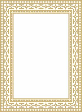 Vektör kare altın antik Rus süsü. Slav dikdörtgeni, sınır, çerçeve. Kraliyet odalarının resimleri.