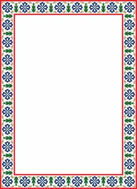 Vektör renkli kare Türk ulusal süsü. Osmanlı sınırı, çerçeve. Etnik çiçek dikdörtgeni, Seljuk Türkleri deseni. Sultan 'ın sarayının dekorasyonu.