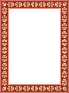 Kırmızı süslemeli vektör kare Avrupa altını. Dikdörtgen desen, çember, Orta Çağ yüzüğü. Diriliş sınırı. Sarayların ve kiliselerin dekorasyonları