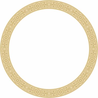 Vektör altın Yakut süsü. Sonsuz çember, sınır, Uzakdoğu 'nun kuzeyindeki insanların çerçevesi.