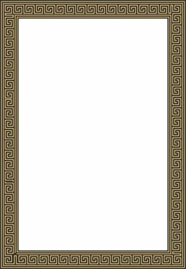 Vektör altın ve klasik Yunan kare süsü. Antik Yunan ve Roma İmparatorluğu dikdörtgeni. Bizans duvarları, zemin ve tavan resimleri. Avrupa saraylarının dekorasyonu