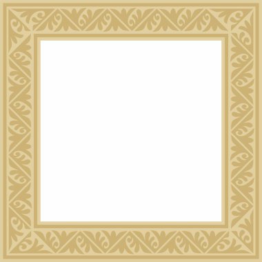 Vektör altın kare klasik Bizans süsü. Dikdörtgen, sınır, Antik Yunan, Doğu Roma İmparatorluğu çerçevesi. Rus Ortodoks Kilisesi Dekorasyonu