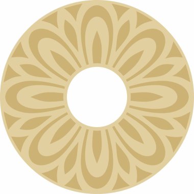Klasik Yunan altın yuvarlak süsü. Vektör deseni, Antik Yunan çemberi. Avrupa sınırı - halka
