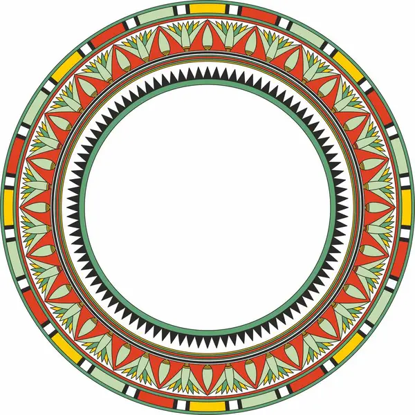 Vector antik altın ve kırmızı Mısır yuvarlak süsü. Sınırsız ulusal etnik sınır, çerçeve, halka
