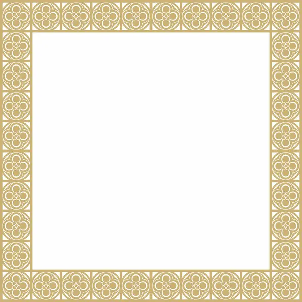 Vektör altın kare gotik süs. Orta Çağ Avrupa dikdörtgeni, sınır. Klasik Almanların, Açılar, Saksonlar, Franklar.