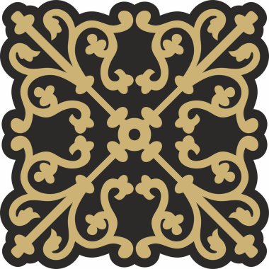 Siyah gotik süslemeli vektör altın. Ortaçağ Avrupa sanatı. Katolik katedrallerinin geleneksel kalıpları