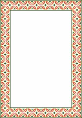 Vektör karesi renkli eski Rus süsü. Slav dikdörtgeni, sınır, çerçeve. Kraliyet odalarının resimleri.