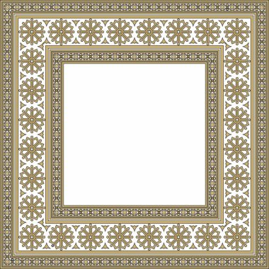 Vektör kare altın ve siyah antik Rus süsü. Slav dikdörtgeni, sınır, çerçeve. Kraliyet odalarının resimleri.