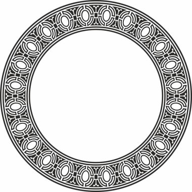 Avrupa siyah monokrom süsü etrafında vektör. Sonsuz düzen, çember, Orta Çağ 'ın yüzüğü. Diriliş sınırı. Sarayların ve kiliselerin dekorasyonları