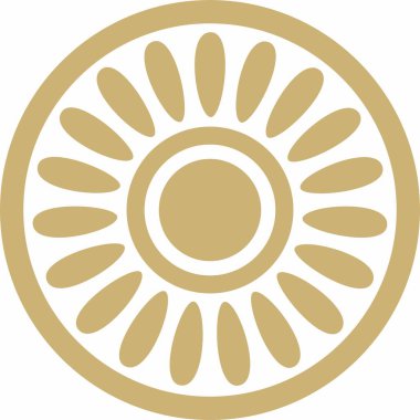 Asurlu altın süslemesi. Çember, sınır, Mezopatamya çerçevesi. Şablon, kadim doğunun yüzüğü.