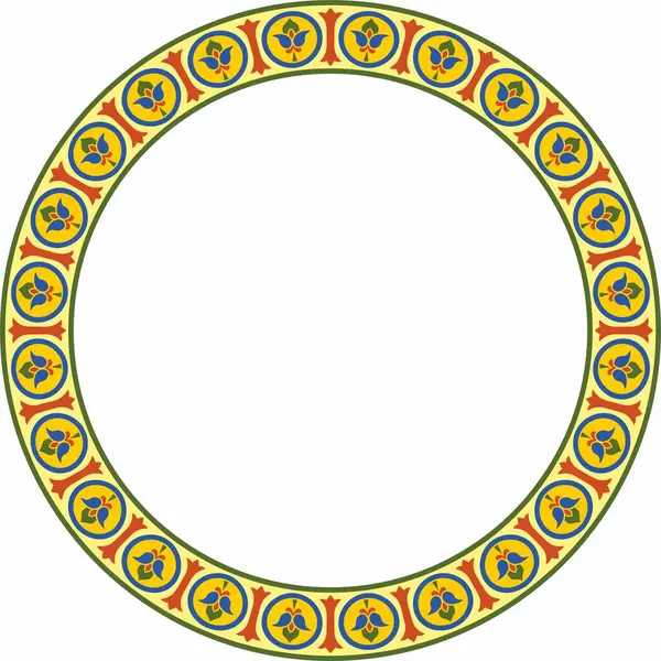 Renkli vektör, klasik Bizans süsü. Çember, halka, sınır, Antik Yunan, Doğu Roma İmparatorluğu çerçevesi. Rus Ortodoks Kilisesi Dekorasyonu
