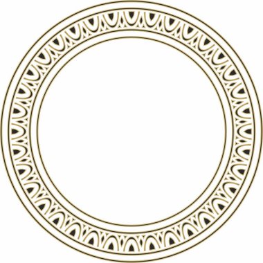 Klasik Yunan siyah ve altın yuvarlak süsü. Vektör deseni, Antik Yunan çemberi. Avrupa sınırı - halka