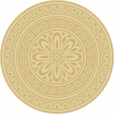 Klasik Yunan altın yuvarlak süsü. Vektör deseni, Antik Yunan çemberi. Avrupa sınırı - halka