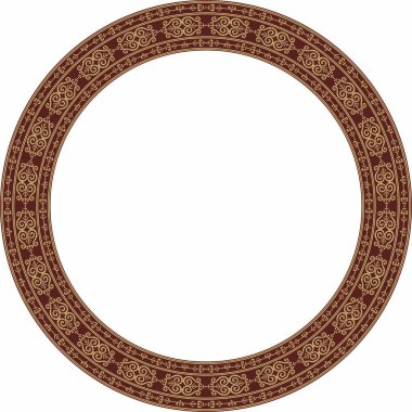 Vektör altın ve kırmızı Yakut süsü. Sonsuz çember, sınır, Uzakdoğu 'nun kuzeyindeki insanların çerçevesi.