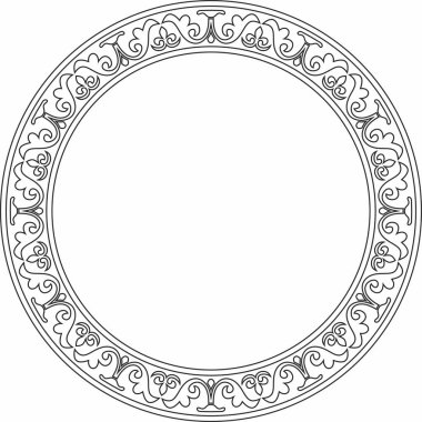 Siyah çizgili vektör klasik Bizans süsü. Çember, halka, sınır, Antik Yunan, Doğu Roma İmparatorluğu çerçevesi. Rus Ortodoks Kilisesi Dekorasyonu