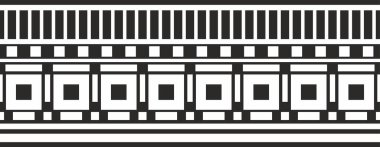 Sonsuz Asurlu siyah monokrom süsü. Kusursuz sınır, Mezopatamya çerçevesi. Antik Doğu 'nun düzeni