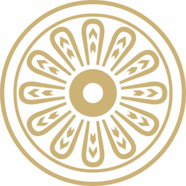 Asurlu altın süslemesi. Çember, sınır, Mezopatamya çerçevesi. Şablon, kadim doğunun yüzüğü.