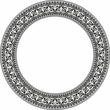 Kazak ulusal süsü etrafında siyah tek renkli taşıyıcı. Büyük Steppe 'deki insanların etnik kalıpları