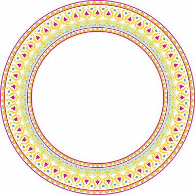 Vektör Özbek renk yuvarlak süsü. Türk çemberi, halka. Orta Asi 'nin Kültür Mirası