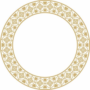 Vektör altın yuvarlak gotik süs. Ortaçağ Avrupa çemberi, halka, sınır. Klasik Almanların, Açılar, Saksonlar, Franklar.