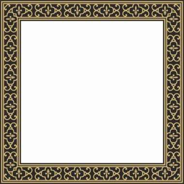 Vektör altın ve siyah kare klasik Rönesans süsü. Dikdörtgen, Avrupa sınırı, canlanma biçimi çerçevesi