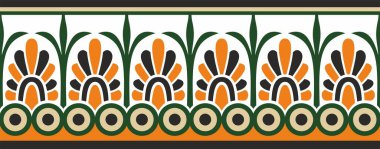 Vektör renkli klasik kusursuz Avrupa ulusal süsü. Romalıların etnik kalıpları. Sınır, Antik Yunan çerçevesi, Roma İmparatorluğu.