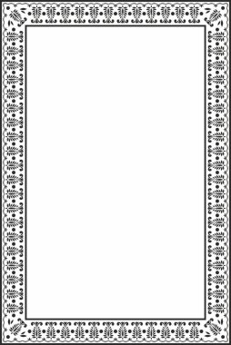 Vektör kare tek renkli siyah Hint ulusal süsü. Etnik bitki sınırı. Çiçek çerçevesi. Gelincikler ve yapraklar