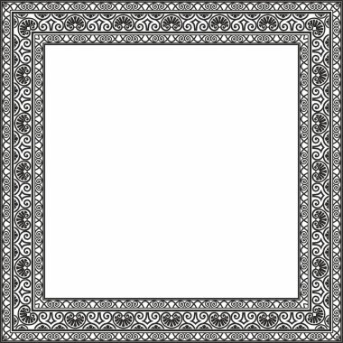 Vector monokrom siyah kare klasik Rönesans süsü. Bitmek bilmeyen Avrupa sınırı, canlanma biçimi çerçevesi