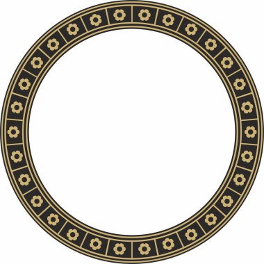 Siyah ve altın renkli gotik süs. Ortaçağ Avrupa çemberi, halka, sınır. Klasik Almanların, Açılar, Saksonlar, Franklar.