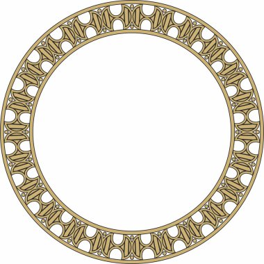 Avrupa altın ve siyah süsü etrafında vektör. Sonsuz düzen, çember, Orta Çağ 'ın yüzüğü. Diriliş sınırı. Sarayların ve kiliselerin dekorasyonları