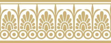 Vektör altın klasik, kusursuz Avrupa ulusal süsü. Romalıların etnik kalıpları. Sınır, Antik Yunan çerçevesi, Roma İmparatorluğu.