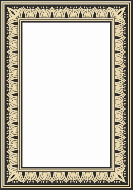 Vektör karesi siyah ve altın Mısır süsü. Sonsuz sınır, Antik Mısır çerçevesi