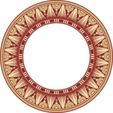 Vektör altın ve kırmızı Mısır süsü. Sonsuz Çember, Antik Mısır Halkası. Geometrik Afrika çerçevesi