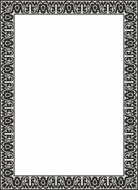 Siyah, tek renkli Arap ulusal kare süsü. Etnik dikdörtgen, doğu halkları çerçevesi. Farsça resim