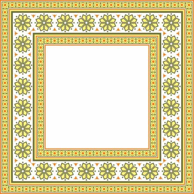 Vektör karesi renkli eski Rus süsü. Slav dikdörtgeni, sınır, çerçeve. Kraliyet odalarının resimleri.